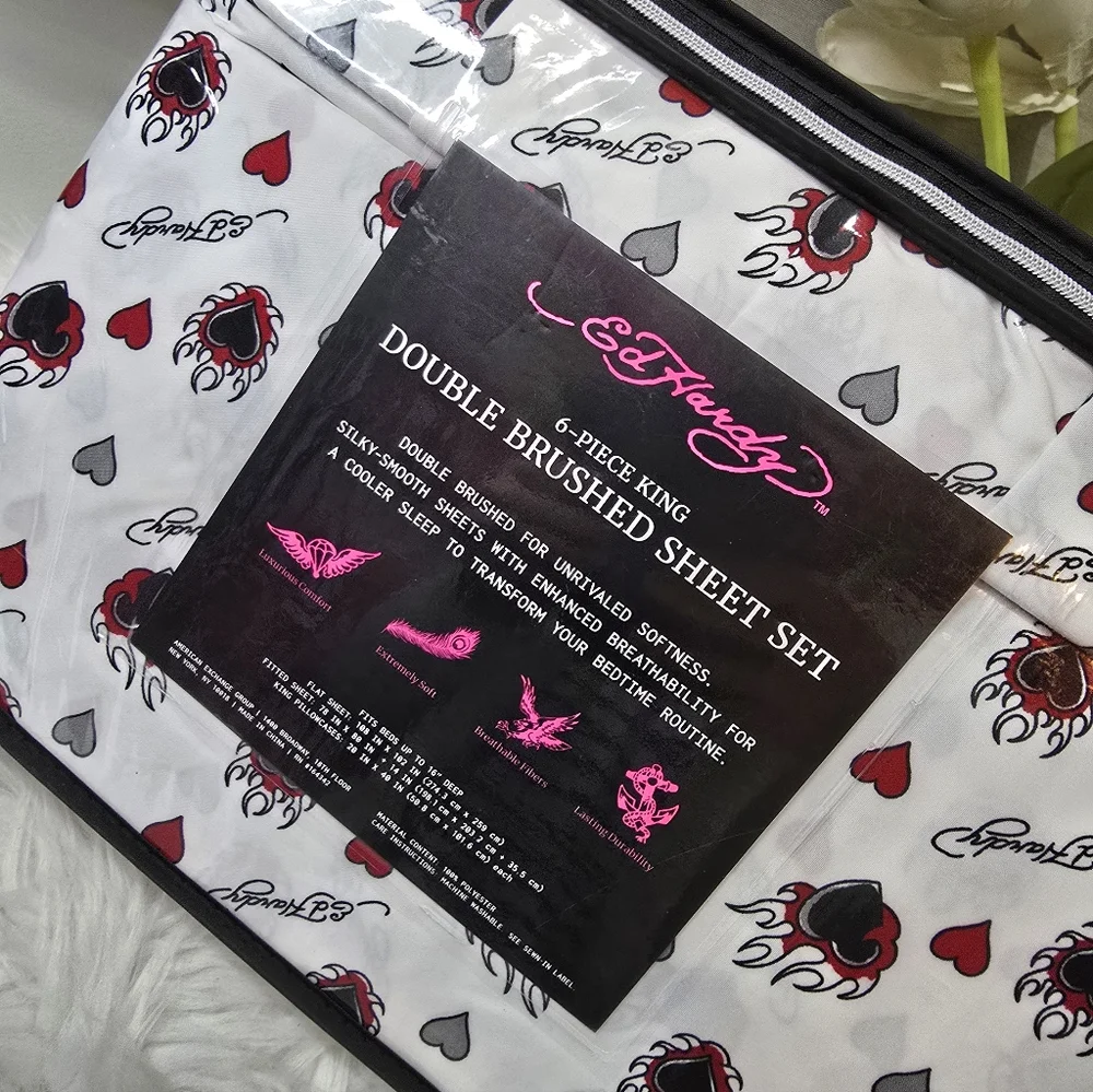 Ed Hardy 6Piece King Double Brushed sheet set.New